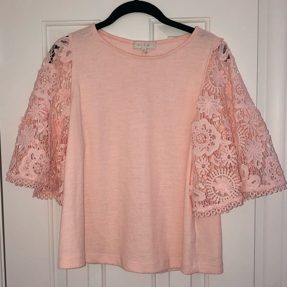 Anthropologie🌿eri+ali light pink lace blouse!